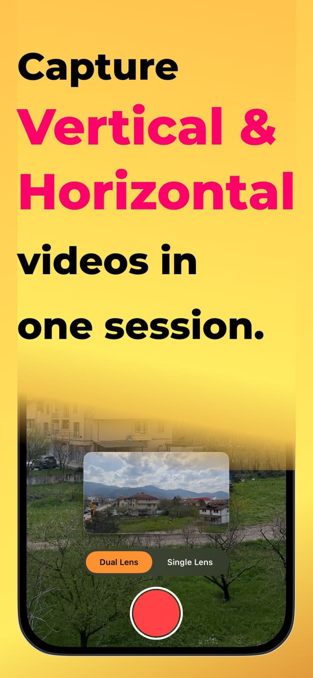 DualView – simultaneously record vertical 9:16 and horizontal 16:9 video in one session